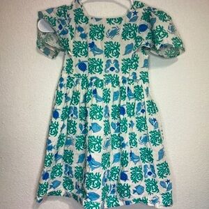Girls' Green & Blue Sea Print Dress